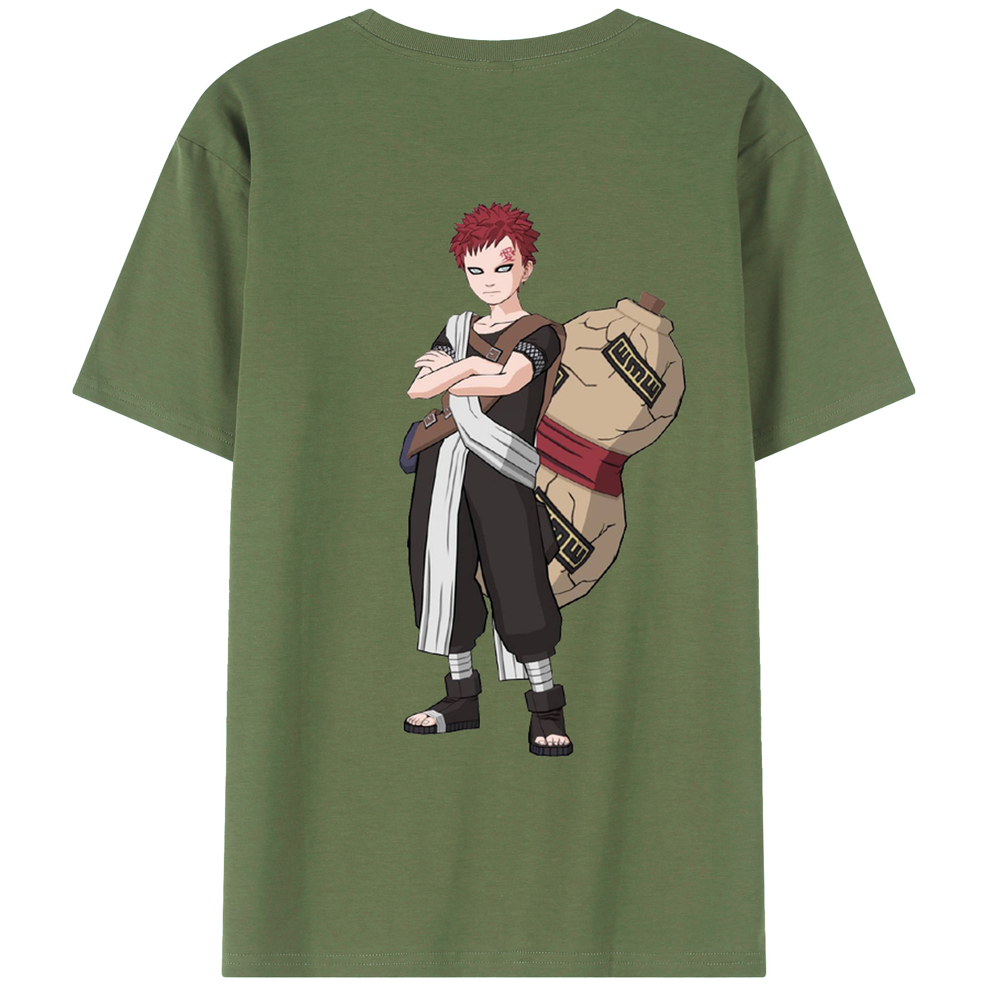 NARUTO -ナルト- ガアラ Gaara 綿100％ メンズ半袖Tシャツ（バックプリント） 通気性
